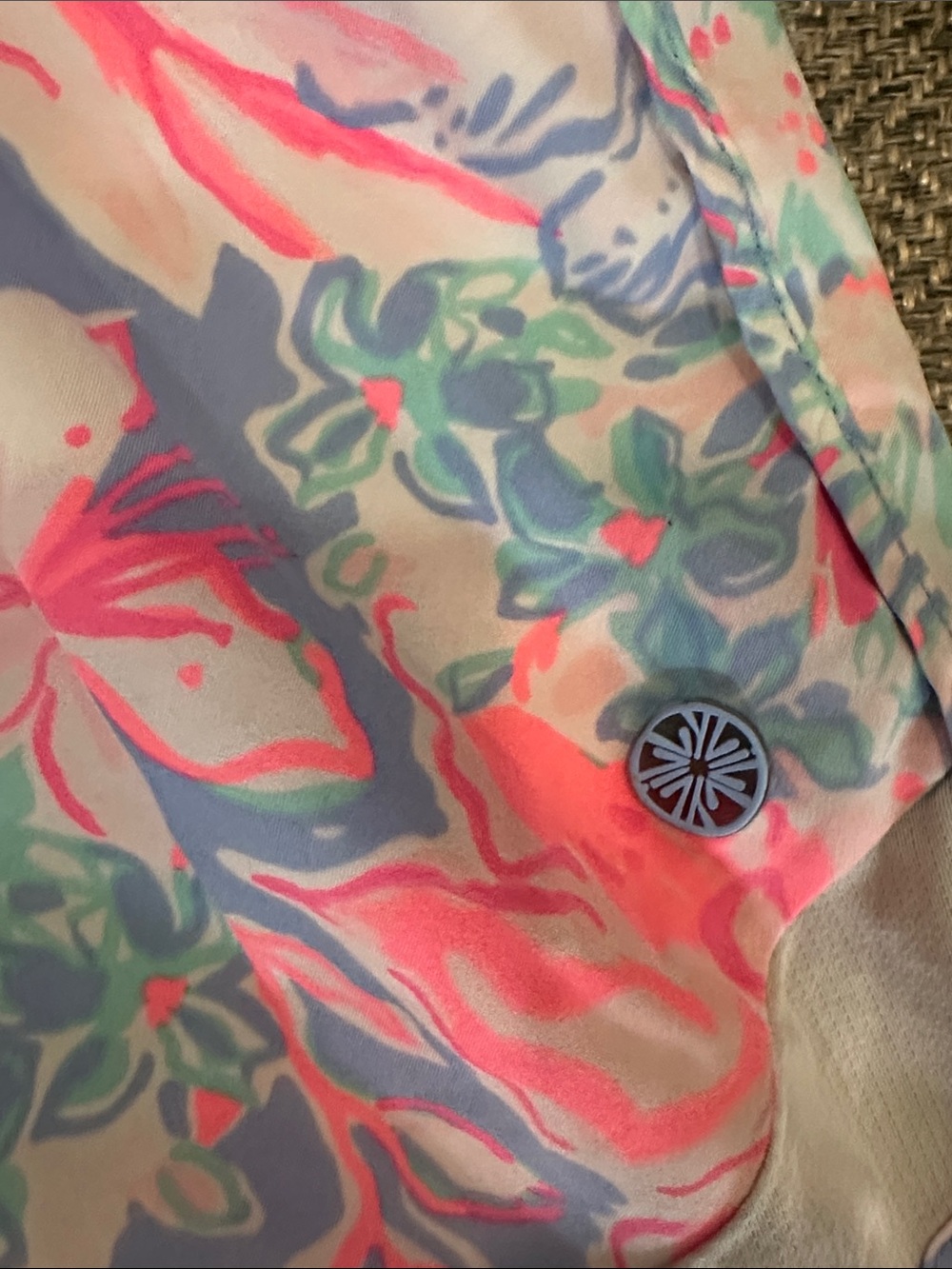 Lively Floral Print Women's Shorts - Pink/Blue - Picture 3 of 4
